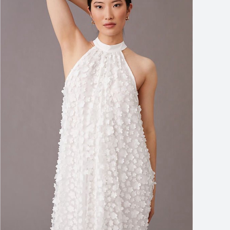 Eva Franco Swing Mini Dress White Petals Size 4
